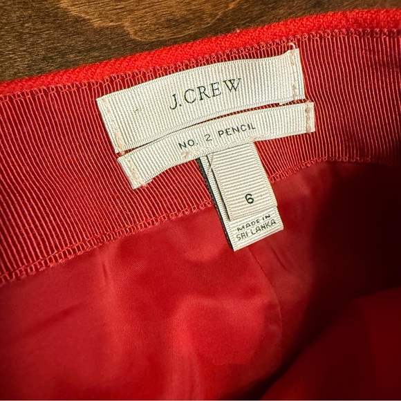 J. Crew NWOT Red 100% Wool Pencil Skirt Classic No. 2 Career Office Midi Vented - Picture 7 of 15